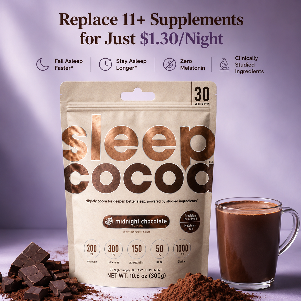 Sleep Cocoa Drink | Melatonin-Free Magnesium Sleep Drink | SleepCocoa