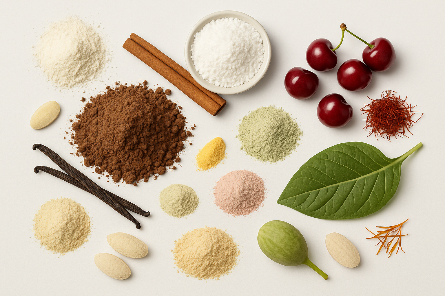 SleepCocoa ingredients including cocoa powder, magnesium, theanine, tart cherry, and adaptogens